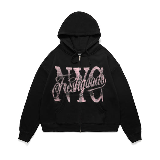 NY Script Zip Up Hoodie (Black)